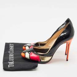 Pre Owned Christian Louboutin Multicolor Patent Leather Astrogirl Pumps Size 38.5
