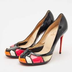 Pre Owned Christian Louboutin Multicolor Patent Leather Astrogirl Pumps Size 38.5