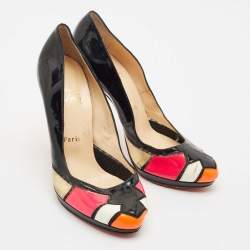 Pre Owned Christian Louboutin Multicolor Patent Leather Astrogirl Pumps Size 38.5