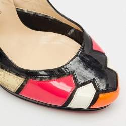 Pre Owned Christian Louboutin Multicolor Patent Leather Astrogirl Pumps Size 38.5