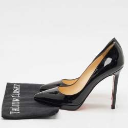 Christian Louboutin Black Patent Leather Pigalle Plato Pointed Toe Pumps Size 38