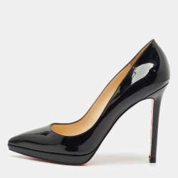 Christian Louboutin Black Patent Leather Pigalle Plato Pointed Toe Pumps Size 38