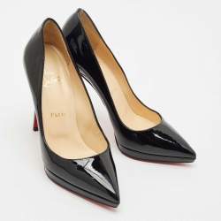 Christian Louboutin Black Patent Leather Pigalle Plato Pointed Toe Pumps Size 38