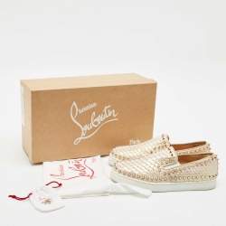 Christian Louboutin Metallic Snakeskin Pik Boat Slip On Sneakers Size 36.5