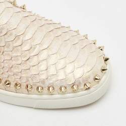 Christian Louboutin Metallic Snakeskin Pik Boat Slip On Sneakers Size 36.5