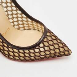 Pre Owned Christian Louboutin Multicolor Mesh and Leather Spikes Guni Pumps Size 35