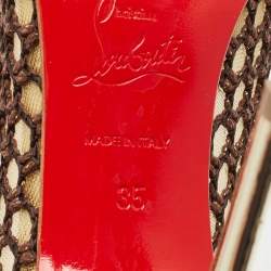 Pre Owned Christian Louboutin Multicolor Mesh and Leather Spikes Guni Pumps Size 35