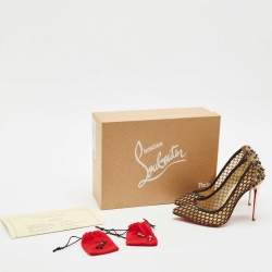 Pre Owned Christian Louboutin Multicolor Mesh and Leather Spikes Guni Pumps Size 35