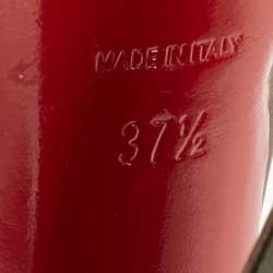 Pre Owned Christian Louboutin Metallic Leather Laser Cut Floral Overlay Houghton Platform Ankle Strap Sandals Size 37.5