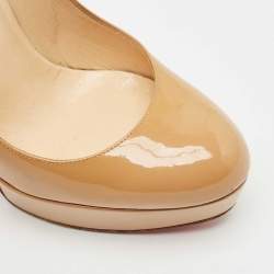 Pre Owned Christian Louboutin Beige Patent Leather Bianca Platform Pumps Size 38