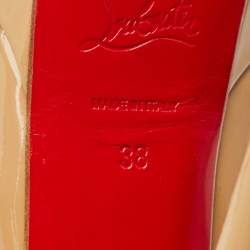 Pre Owned Christian Louboutin Beige Patent Leather Bianca Platform Pumps Size 38