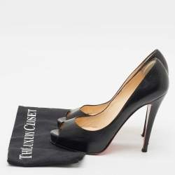 Pre Owned Christian Louboutin Black Leather Very Prive Pumps Size 39