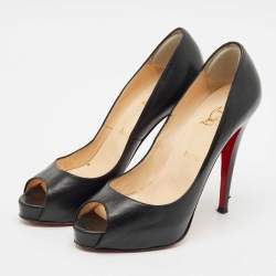 Pre Owned Christian Louboutin Black Leather Very Prive Pumps Size 39