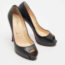 Pre Owned Christian Louboutin Black Leather Very Prive Pumps Size 39