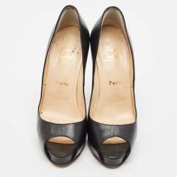 Pre Owned Christian Louboutin Black Leather Very Prive Pumps Size 39
