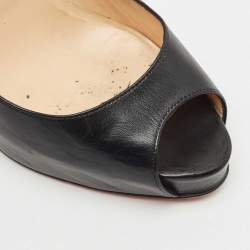 Pre Owned Christian Louboutin Black Leather Very Prive Pumps Size 39
