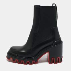 Christian Louboutin Black Leather Marchacroche 70 Ankle Boots Size 39