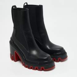 Christian Louboutin Black Leather Marchacroche 70 Ankle Boots Size 39