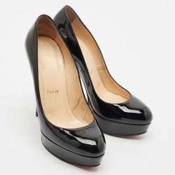 Christian Louboutin Black Patent Leather Bianca Platform Pumps Size 38.5
