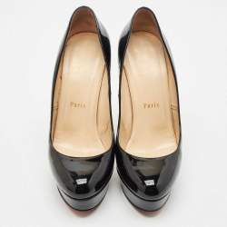 Christian Louboutin Black Patent Leather Bianca Platform Pumps Size 38.5