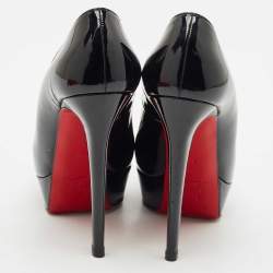 Christian Louboutin Black Patent Leather Bianca Platform Pumps Size 38.5