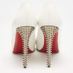 مملوكة مسبقًا Christian Louboutin White Leather New Very Privé Peep Toe Platform Pumps Size 38.5