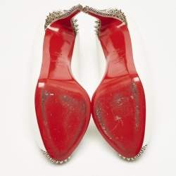 مملوكة مسبقًا Christian Louboutin White Leather New Very Privé Peep Toe Platform Pumps Size 38.5