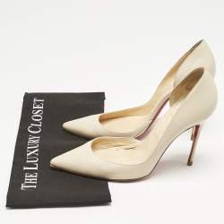 Christian Louboutin Cream Leather Iriza Pointed Toe D'orsay Pumps Size 39.5