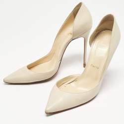 Christian Louboutin Cream Leather Iriza Pointed Toe D'orsay Pumps Size 39.5