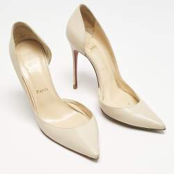 Christian Louboutin Cream Leather Iriza Pointed Toe D'orsay Pumps Size 39.5