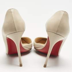 Christian Louboutin Cream Leather Iriza Pointed Toe D'orsay Pumps Size 39.5