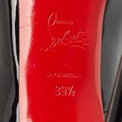 Pre Owned Christian Louboutin Black Patent Leather New Very Prive Peep Toe Pumps Size 39.5