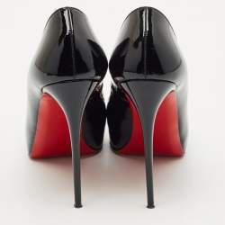 Pre Owned Christian Louboutin Black Patent Leather New Very Prive Peep Toe Pumps Size 39.5