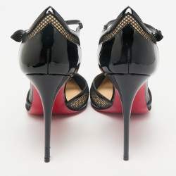 Pre Owned Christian Louboutin Black Patent Leather and Mesh Mrs. Early Pumps Size 40.5
