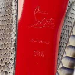Christian Louboutin Grey/Blue Python Lady Peep Toe Pumps Size 38.5