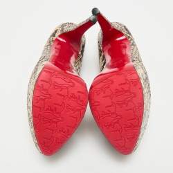 Christian Louboutin Two Tone Python Leather Lady Daf Pumps Size 39