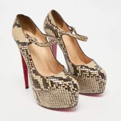 Christian Louboutin Two Tone Python Leather Lady Daf Pumps Size 39