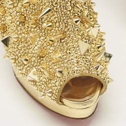 Christian Louboutin Metallic Gold Leather Bridget's Back Spike Peep Toe Booties Size 40