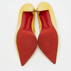 Christian Louboutin Yellow Patent Leather Pigalle Pointed Toe Pumps Size 38.5