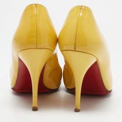 Christian Louboutin Yellow Patent Leather Pigalle Pointed Toe Pumps Size 38.5