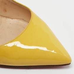 Christian Louboutin Yellow Patent Leather Pigalle Pointed Toe Pumps Size 38.5