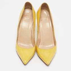 Christian Louboutin Yellow Patent Leather Pigalle Pointed Toe Pumps Size 38.5