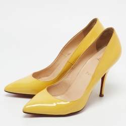 Christian Louboutin Yellow Patent Leather Pigalle Pointed Toe Pumps Size 38.5
