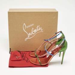 Christian Louboutin Metallic Multicolor Leather Riojana Spikes Sandals Size 38.5