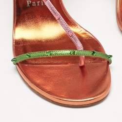 Christian Louboutin Metallic Multicolor Leather Riojana Spikes Sandals Size 38.5