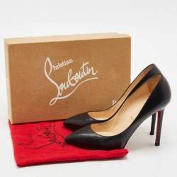 Christian Louboutin Black Leather Pigalle Plato Pointed Toe Pumps Size 37.5