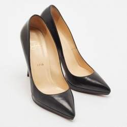 Christian Louboutin Black Leather Pigalle Plato Pointed Toe Pumps Size 37.5