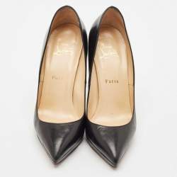 Christian Louboutin Black Leather Pigalle Plato Pointed Toe Pumps Size 37.5