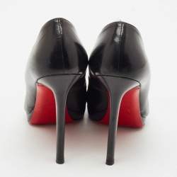 Christian Louboutin Black Leather Pigalle Plato Pointed Toe Pumps Size 37.5