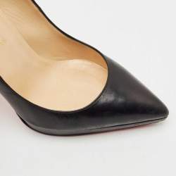 Christian Louboutin Black Leather Pigalle Plato Pointed Toe Pumps Size 37.5